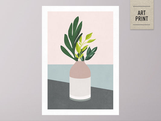 Druck ›Grüne Blätter‹, Wandbild, Poster, Kunstdruck, Blume, floral, pastellig