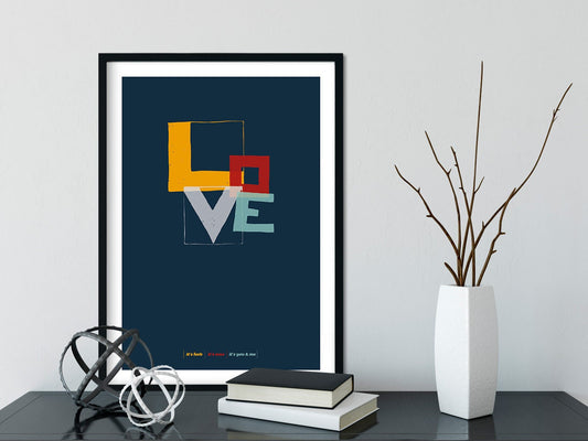 DRUCK ›LOVE TYPE midnight blue‹ / Wall-Art, Wandbild, Type Poster, Typography Art, Kunstdruck, Love, You & Me, Home Decor