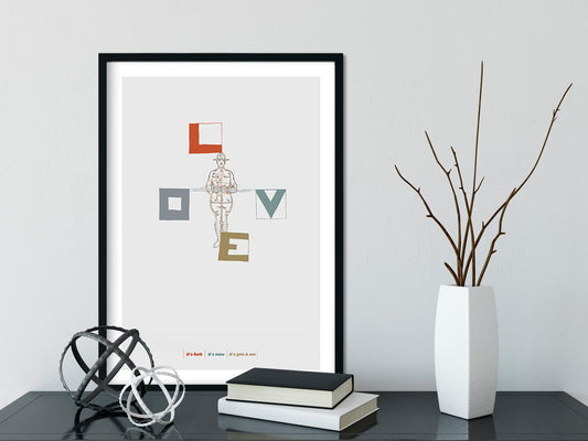 Druck ›Love Flag‹ / Wandbild, Plakat, Typo, Kunstdruck, Home Decor