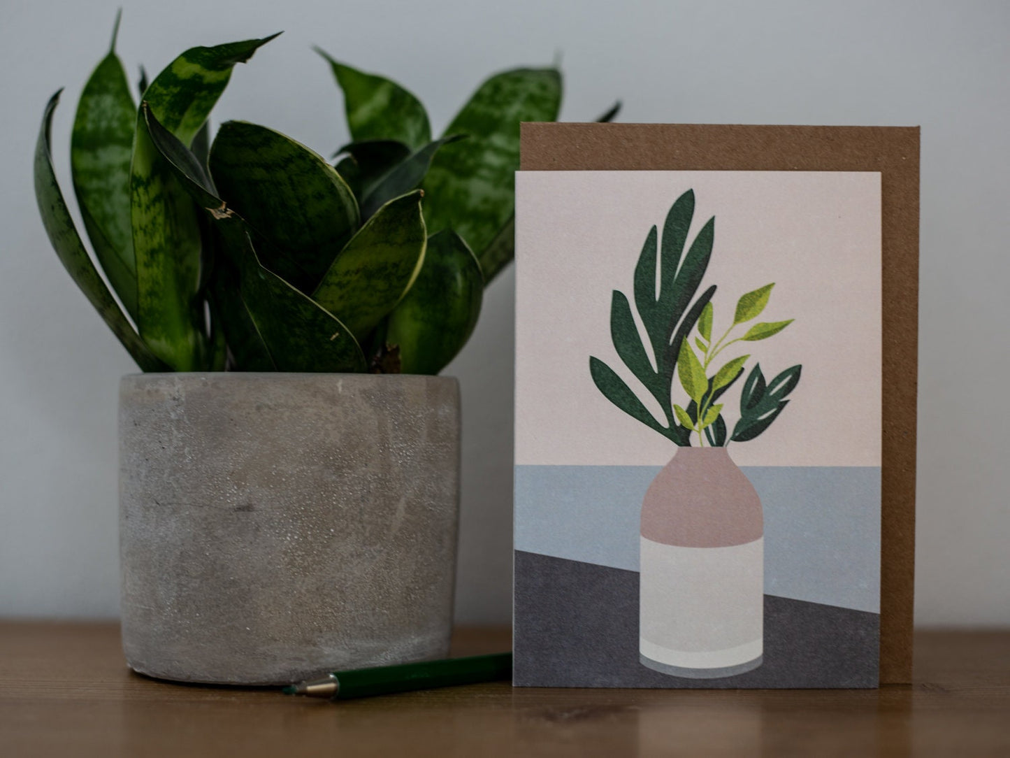 Klappkarte ›GREEN LEAVES‹, Blume, Floral, Freundschaft, Geburtstag, pastellig