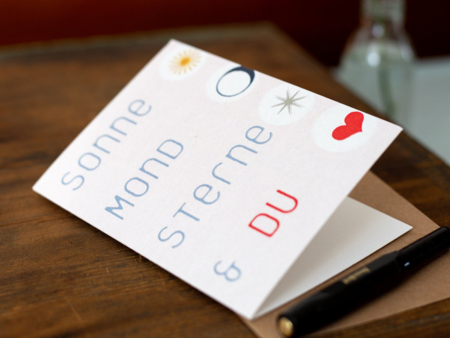 Klappkarte ›Sonne, Mond, Sterne & DU - 02‹ / Vintage, Karte, Grusskarte, Liebe, Gruß, Freundschaft, Geburtstag, Baby, Hochzeit, Taufe, Art