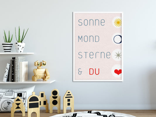 DRUCK ›Sonne, Mond, Sterne & DU - 02‹ / Kinderzimmerbild, Wall Art, Wandbild, Poster, Kunstdruck, Retro, Design, Baby, Hochzeit, Liebe