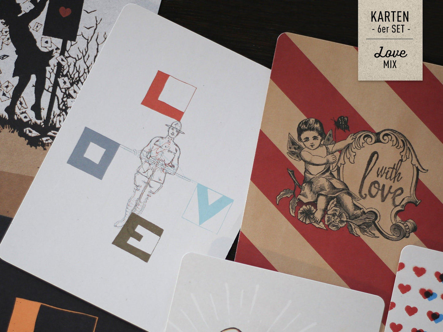 Postkarten-Set ›LOVE-Mix‹, Valentinstag Karte, Liebe, Geburtstag, Muttertag, Hochzeit