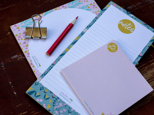 3er-Geschenkset Notizblöcke ›Frühling‹, Blumen, floral, Geschenkidee, girly