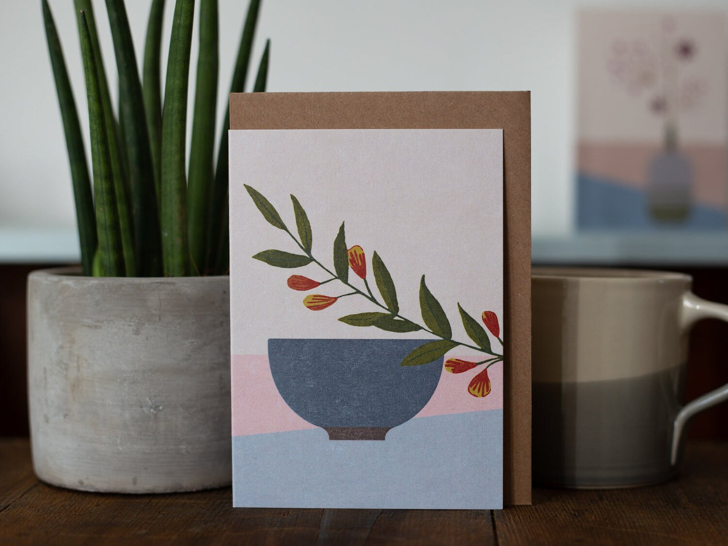 Klappkarte ›GREEN BRANCH‹, Blume, Floral, Retro, Vintage, Freundschaft, Geburtstag, Nostalgie