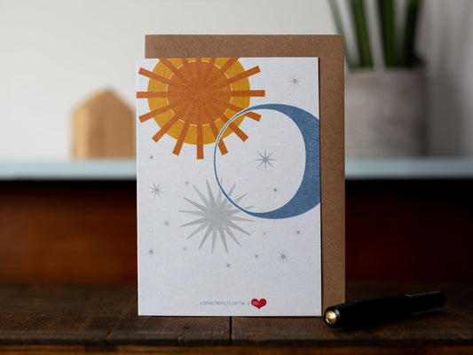 Klappkarte ›Sonne, Mond, Sterne & DU - 01‹, Liebe, Freundschaft, Geburtstag, Baby, Hochzeit, Taufe
