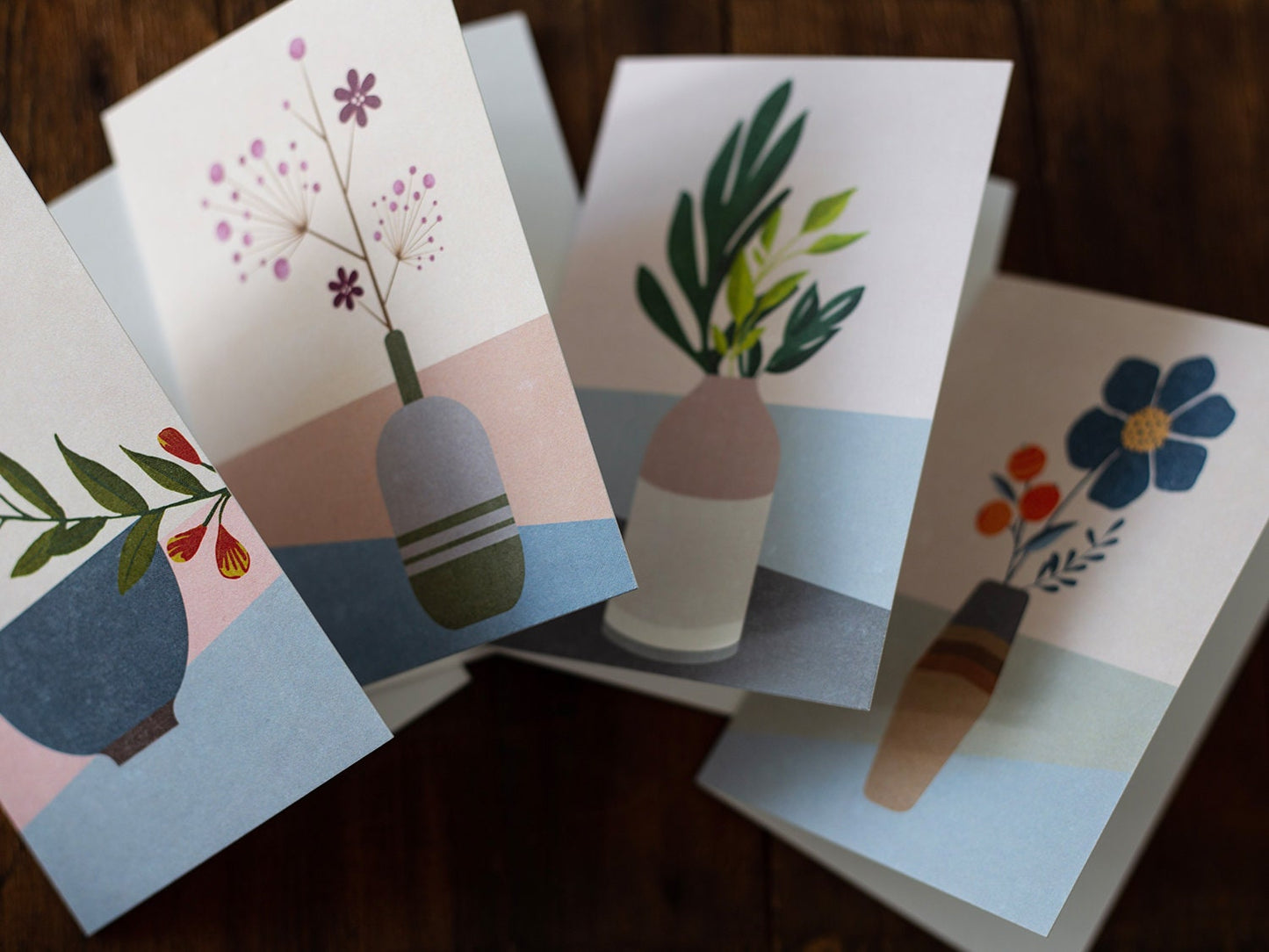 Klappkarten-Set ›BLUMEN Mix‹, floral Vintage Illustration für Geburtstag, Muttertag und Liebesgrüße