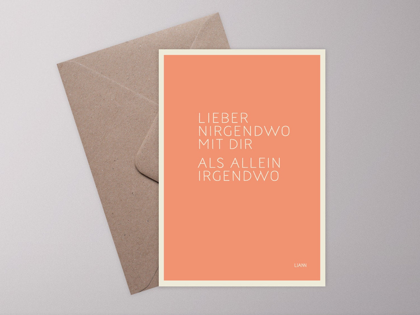 Typo Postkarte ›Lieber nirgendwo mit Dir, als...‹ / Typography Art, Typokarte, Grußkarte, Hochzeit, Verlobung, Liebe, Romantisch, Quote