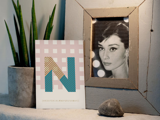 Postkarte Buchstabe N / ABC Karte, Alphabet, Grußkarte, Initial
