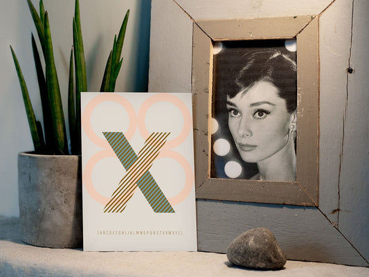 Postkarte Buchstabe X / ABC Karte, Alphabet, Grußkarte, Initial