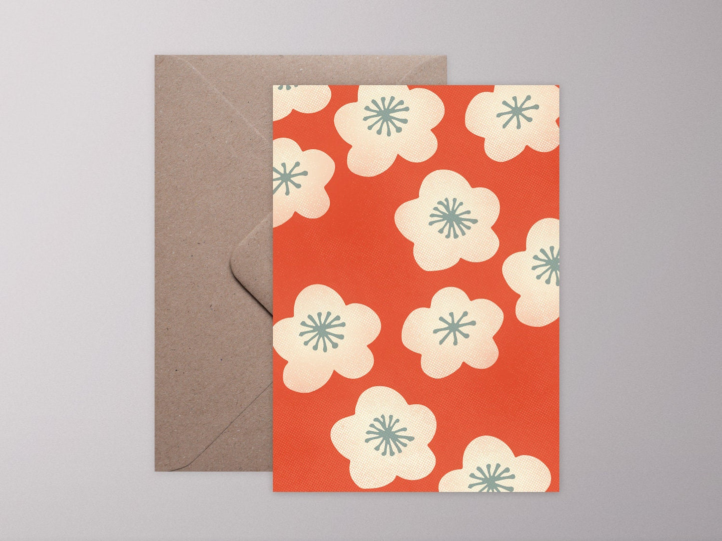 Klappkarte aus Baumwollpapier ›WABI-SABI, Blüte‹, asiatisch, Kirschblüte, Frühling