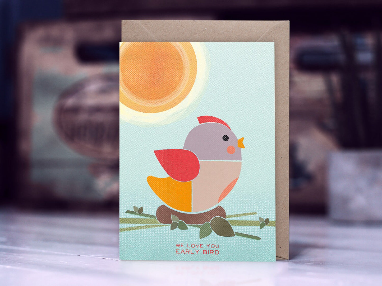 Klappkarte ›We Love You Early Bird‹ / Karte, Grusskarte, Liebe, Gruß, Geburt, Geburtstag, Baby, Taufe, Vogel, Sonne, Bunt