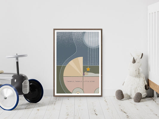 DRUCK ›Twinkle Twinkle Little Star‹ / Wanddeko, Art Print, Liebe, Geschenk, Geburt, Geburtstag, Baby, Taufe, Mädchen, Musik, Gitarre