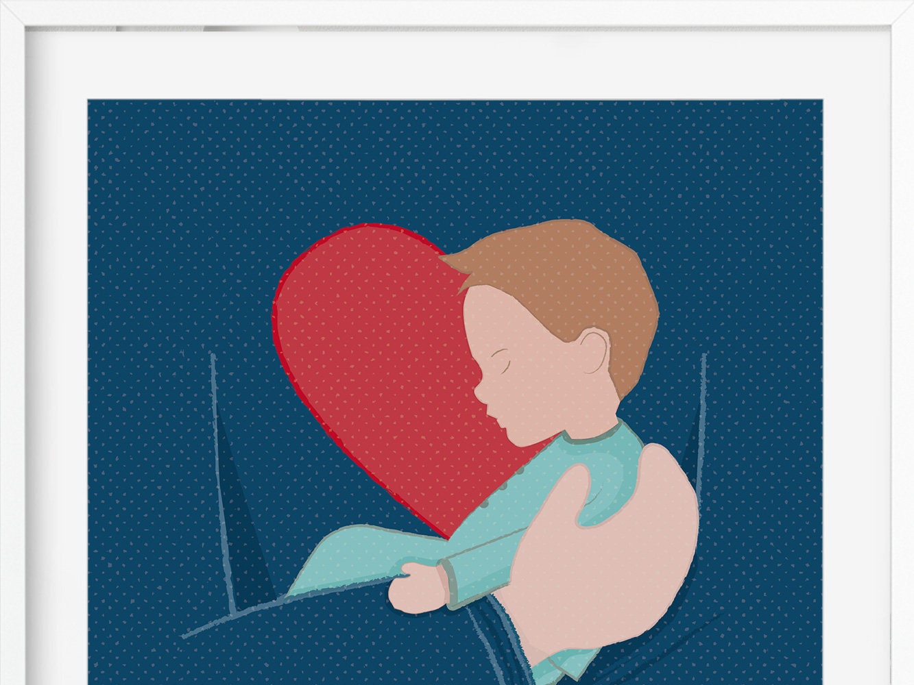 DRUCK ›Heart Beat – Boy‹ / Wanddeko, Art Print, Liebe, Geschenk, Geburt, Baby, Art, Junge, Musik, Herz, Umarmung, Geborgenheit