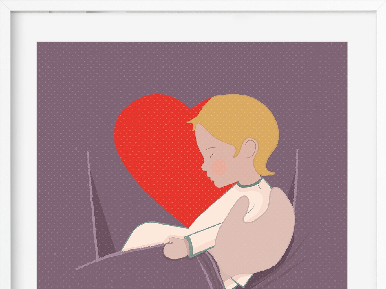 DRUCK ›Heart Beat – Girl‹ / Wanddeko, Art Print, Liebe, Geschenk, Geburt, Baby, Art, Mädchen, Musik, Herz, Umarmung, Geborgenheit