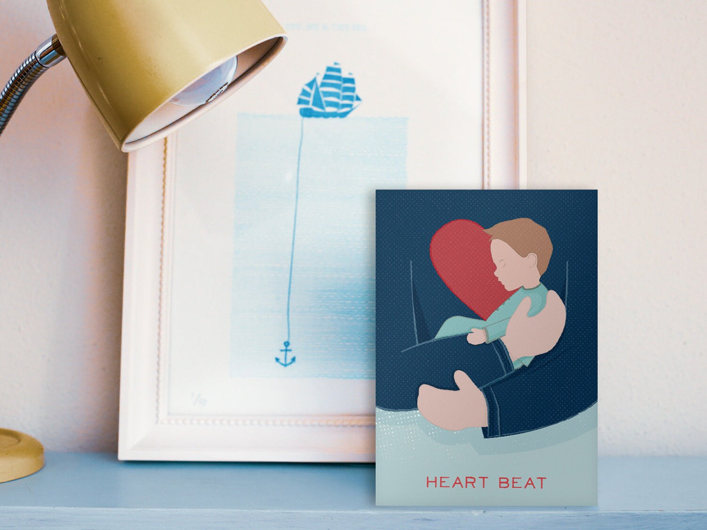 Klappkarte ›Heart Beat – Boy‹ / Karte, Grußkarte, Liebe, Geburt, Geburtstag, Baby, Taufe, Herz, Umarmung, Geborgenheit, hello little one