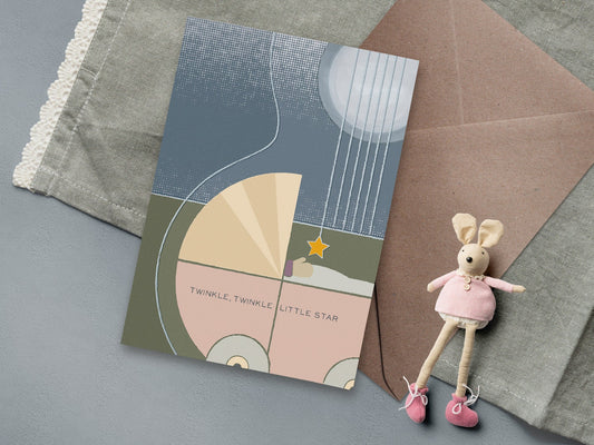 Klappkarte ›Twinkle Twinkle Little Star‹, Liebe, Geburt, Baby, Taufe