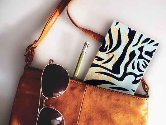 Schmales Notizheft ›Tigerfell‹, Notebook, Skizzenbuch, Muster, Abenteuer, Retro, Reisebegleiter, Tier