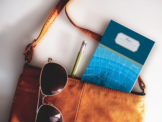 Schmales Notizheft ›Volle Fahrt‹, Notebook, Skizzenbuch, Reisebegleiter, Kunst, Muster, Klassisch, Edel, reduziert