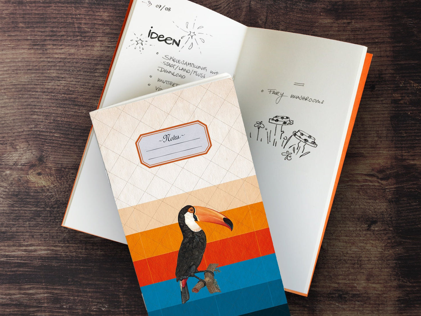 Schmales Notizheft ›Tukan‹, Notebook, Skizzenbuch, James Cook, Reisebegleiter, kleines Geschenk