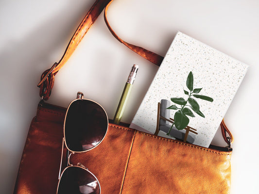 Schmales Notizheft ›Grünes Heim‹, Notebook, Skizzenbuch, Floral, Pflanze, Retro, Reisebegleiter, Gemütlich