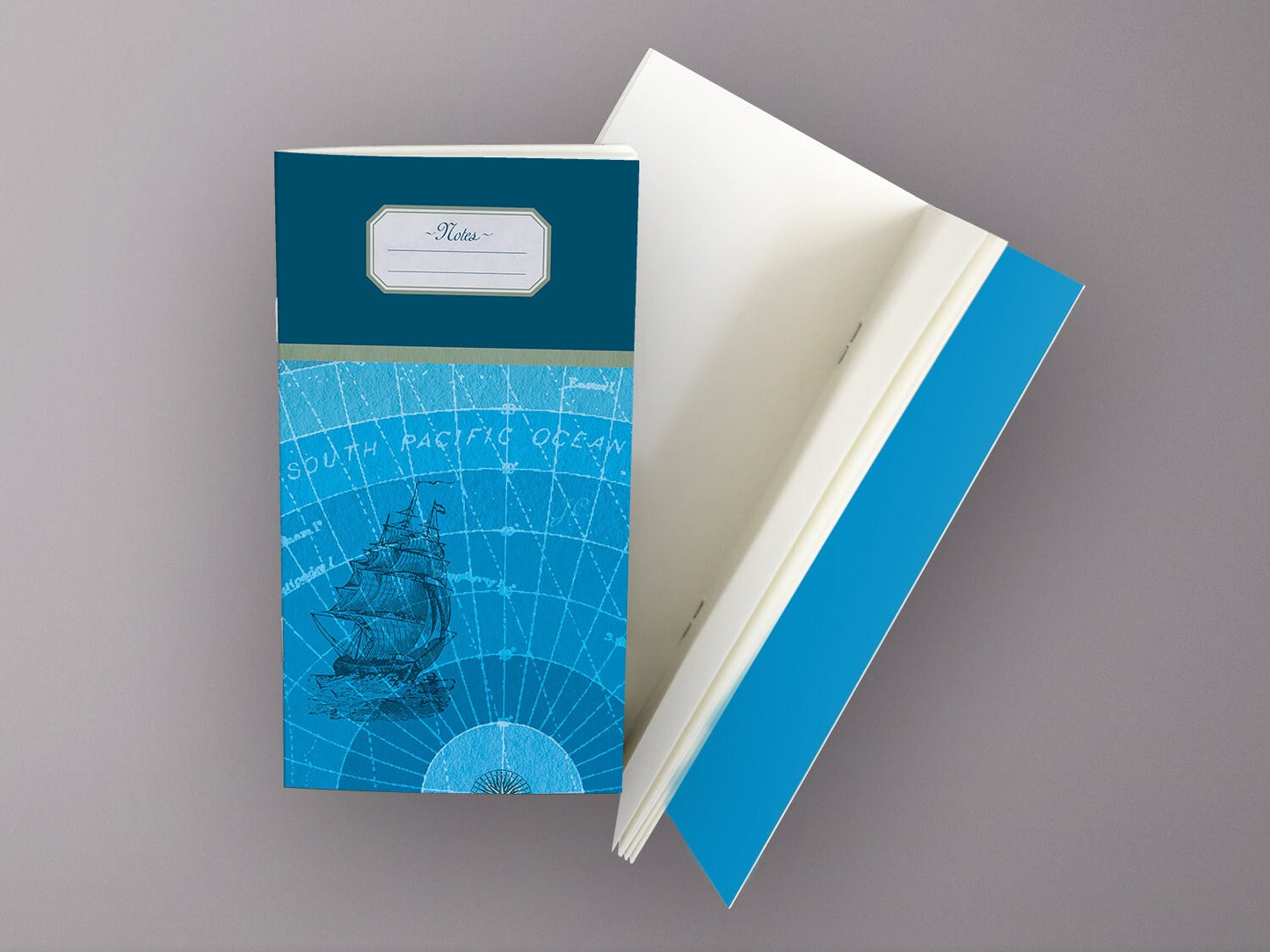 Schmales Notizheft ›Volle Fahrt‹, Notebook, Skizzenbuch, Reisebegleiter, Kunst, Muster, Klassisch, Edel, reduziert