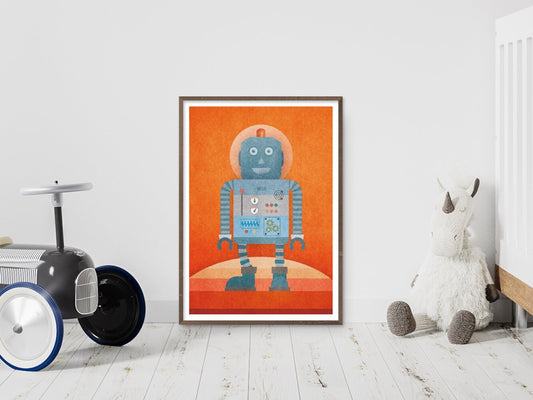 DRUCK ›Kleiner Roboter‹, Wanddeko, Kinderzimmer, Poster