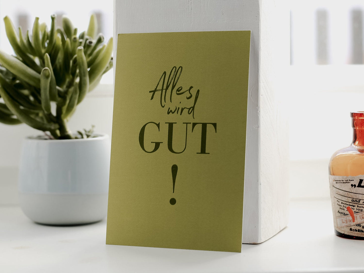 Postkarte ›Alles wird gut!‹; Genesungswünsche, positiv Denken, aufmuntern, Kopf hoch, Hoffnung, bessere Zeiten, Neujahr, Zukunft, Silvester