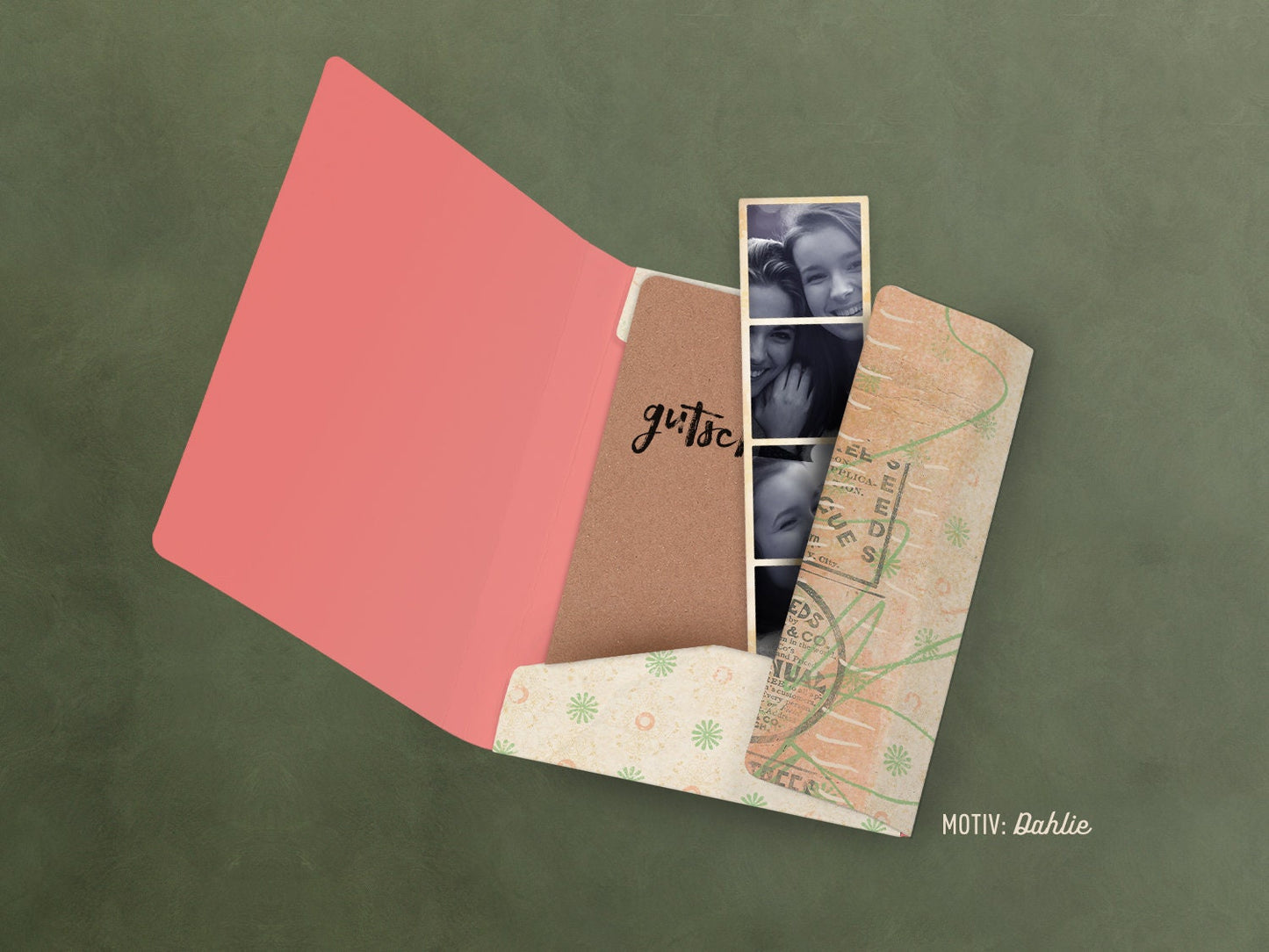 Mini-Sammelmappe ›Florales‹; kleiner Ordnungshelfer, Gutscheinmappe, Geschenk, Reisebegleiter, Blume, Blüte