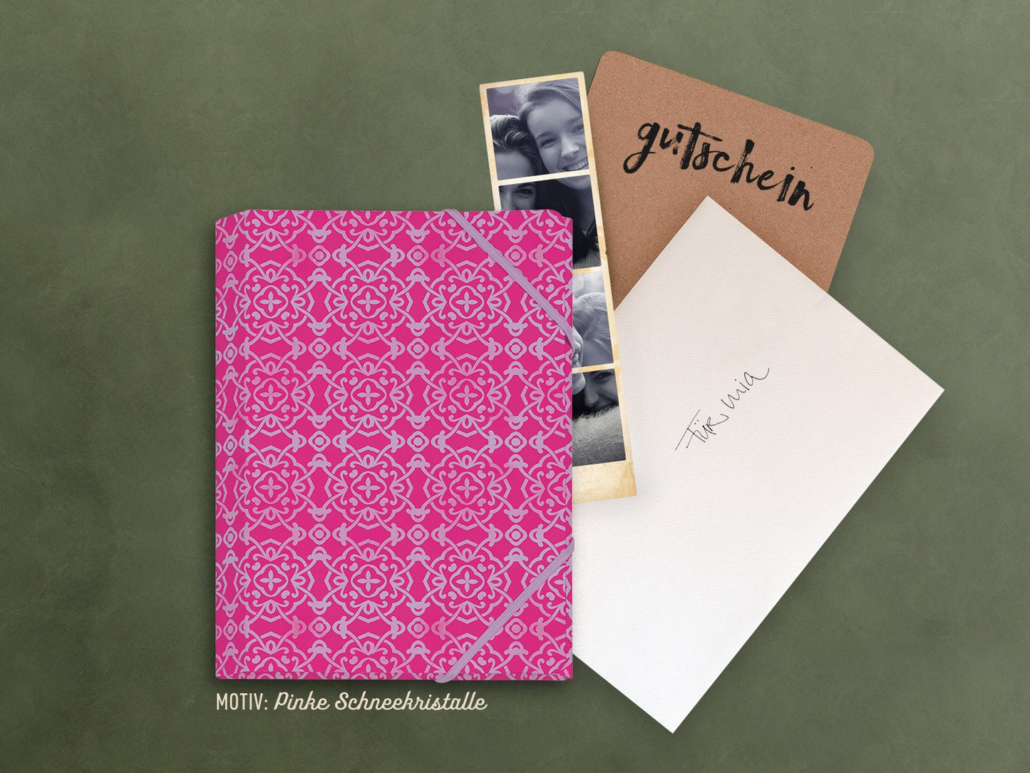 Mini-Sammelmappe ›Indien‹; kleiner Ordnungshelfer, Gutscheinmappe, Geschenk, Reisebegleiter, Muster