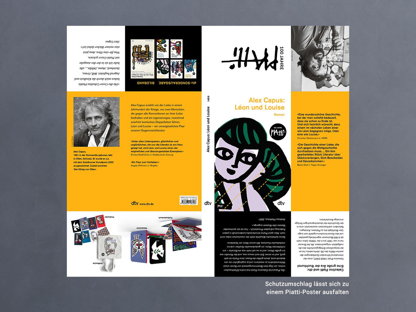 Taschenbuch Alex Capus ›Léon und Louise‹, Roman, Illustration, Frau, Piatti, Buchkunst