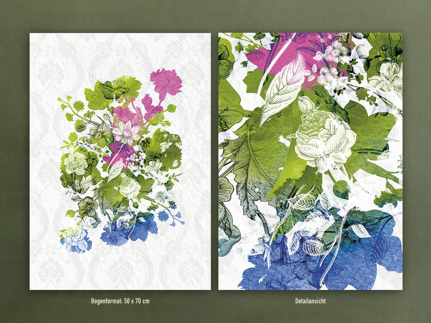 Geschenkpapier Set, Shakespeare Gärten: 10 Bögen mit 5 Motiven, 50 x 70 cm, Natur, Vintage, Pflanzen, Garten, Botanik, Blumen, Muster