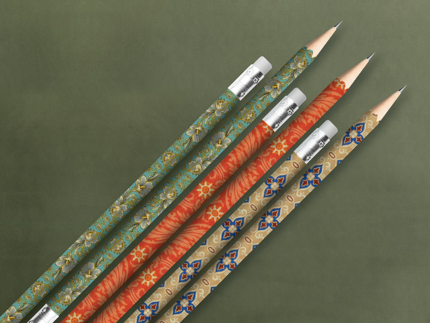 Bleistifte in Geschenkschuber ›Rosa Blume‹, zeichnen, Blumenmuster, Vintage, Geschenk, edel, Bleistift-Set, Skizzieren, Tapete