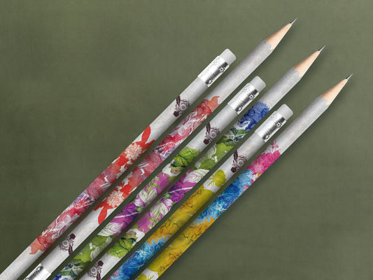 Bleistifte in Geschenkschuber ›Shakespeares Gärten‹, zeichnen, Blumenmuster, Vintage, Geschenk, edel, Bleistift-Set, Skizzieren