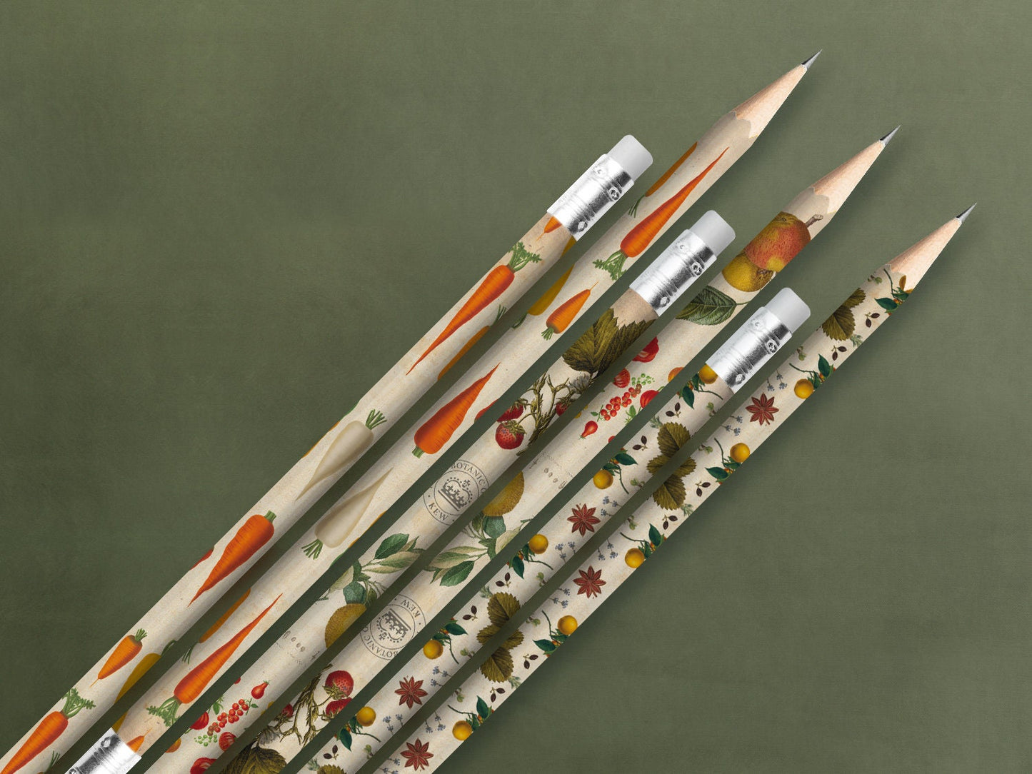 Bleistifte in Geschenkschuber ›Kew Gardens‹, zeichnen, Blumenmuster, Vintage, Geschenk, edel, Bleistift-Set, Skizzieren, Botanik