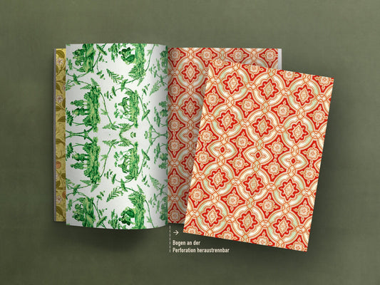 Geschenkpapier Set, Gefährlich schön 03: 10 Bögen mit 5 Motiven, 50 x 70 cm, Natur, Vintage, Pflanzen, Tapete, Blumen, Muster, verpacken