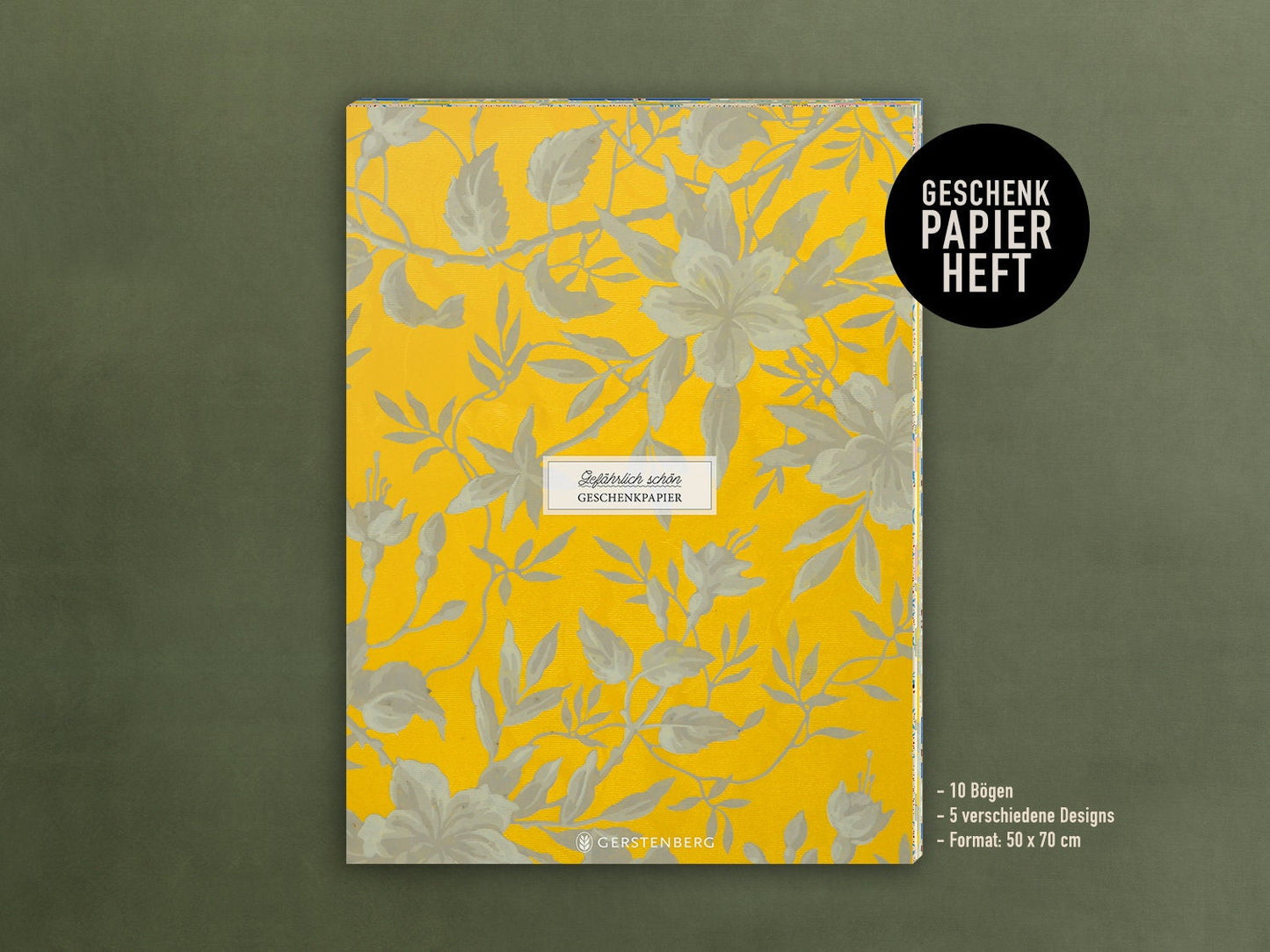 Geschenkpapier Set, Gefährlich schön 02: 10 Bögen mit 5 Motiven, 50 x 70 cm, Natur, Vintage, Pflanzen, Tapete, Blumen, Muster, verpacken