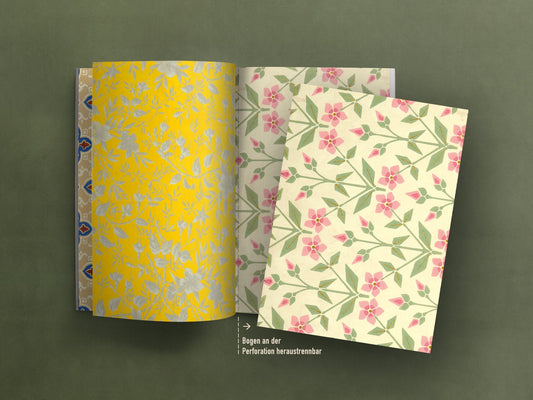 Geschenkpapier Set, Gefährlich schön 02: 10 Bögen mit 5 Motiven, 50 x 70 cm, Natur, Vintage, Pflanzen, Tapete, Blumen, Muster, verpacken