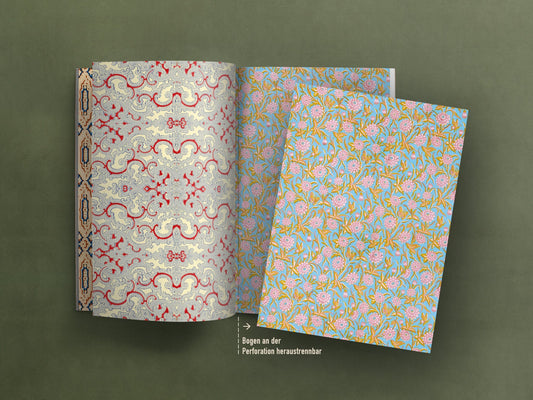 Geschenkpapier Set, Gefährlich schön 04: 10 Bögen mit 5 Motiven, 50 x 70 cm, Natur, Vintage, Pflanzen, Tapete, Blumen, Muster, verpacken