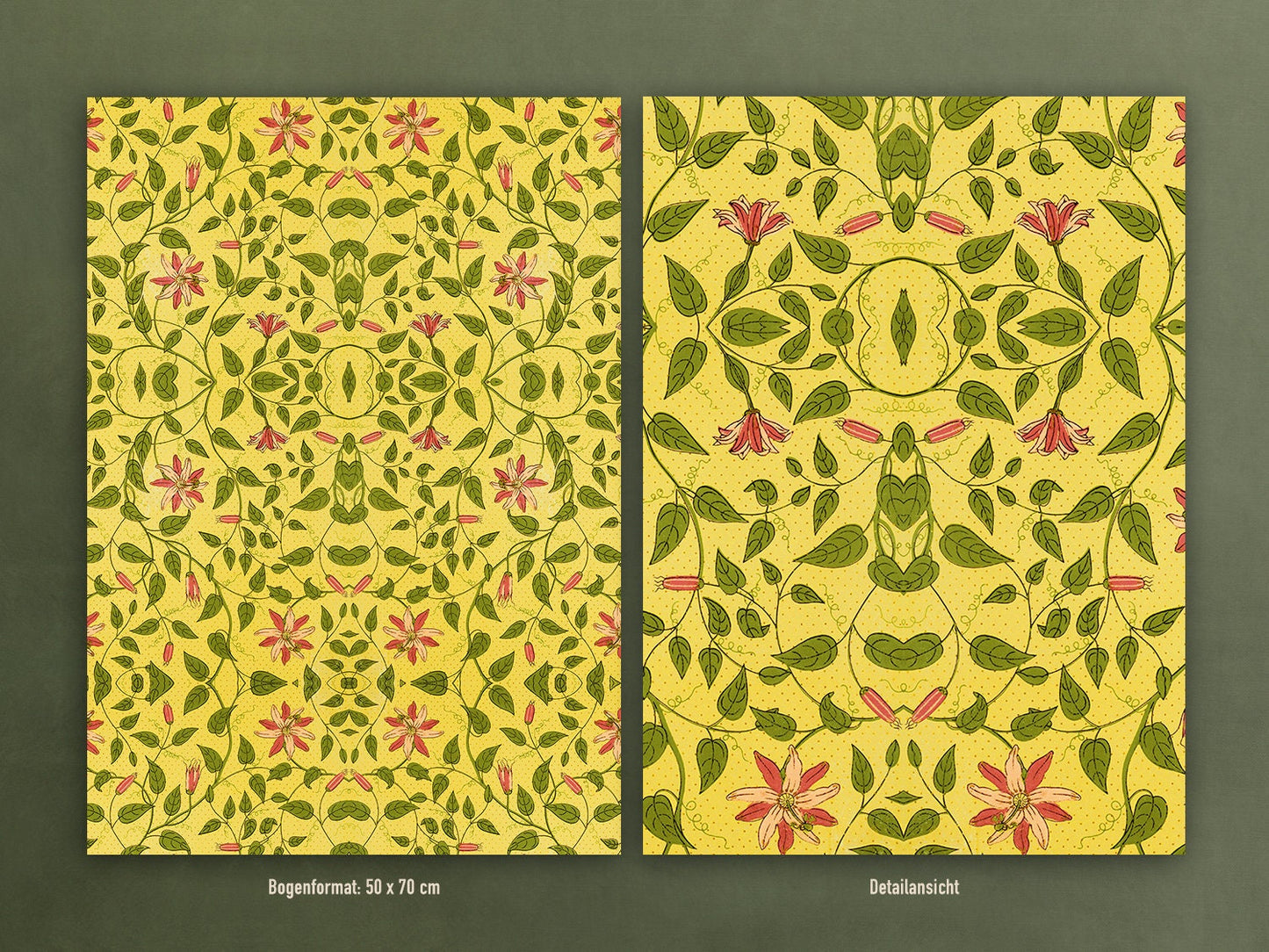 Geschenkpapier Set, Gefährlich schön 05: 10 Bögen mit 5 Motiven, 50 x 70 cm, Natur, Vintage, Pflanzen, Tapete, Blumen, Muster, verpacken
