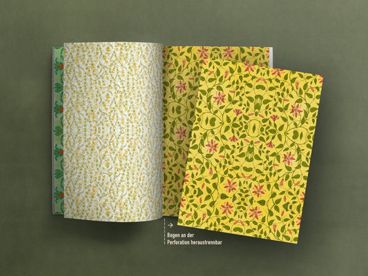 Geschenkpapier Set, Gefährlich schön 05: 10 Bögen mit 5 Motiven, 50 x 70 cm, Natur, Vintage, Pflanzen, Tapete, Blumen, Muster, verpacken