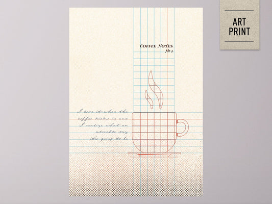DRUCK ›Coffee Notes 1‹ / Wanddeko, Art Print, Gastgeschenk Poster, kleines Geschenk, Kaffee, Quote, Barista