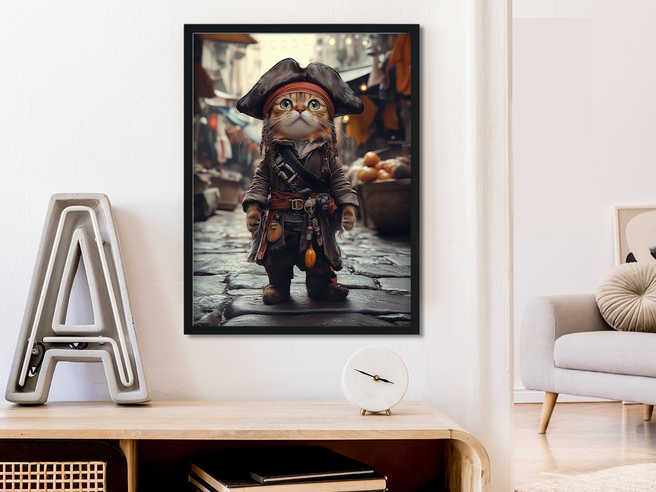 POSTER ›He is a pirate 1‹ / Wanddeko, Art Print, Kinderzimmer Poster, Pirat, Katze, Jack Sparrow