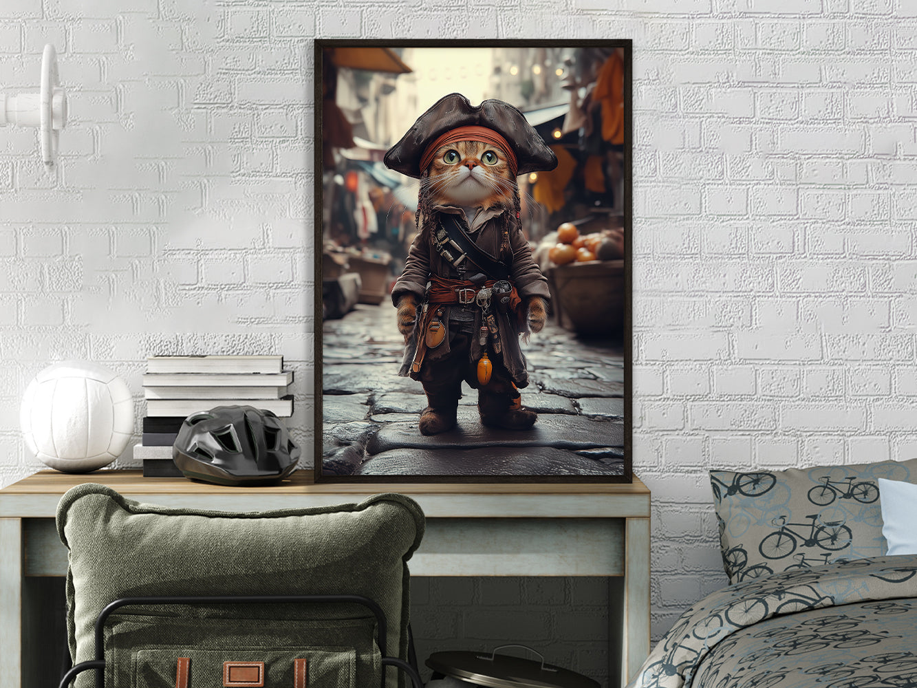 POSTER ›He is a pirate 1‹ / Wanddeko, Art Print, Kinderzimmer Poster, Pirat, Katze, Jack Sparrow