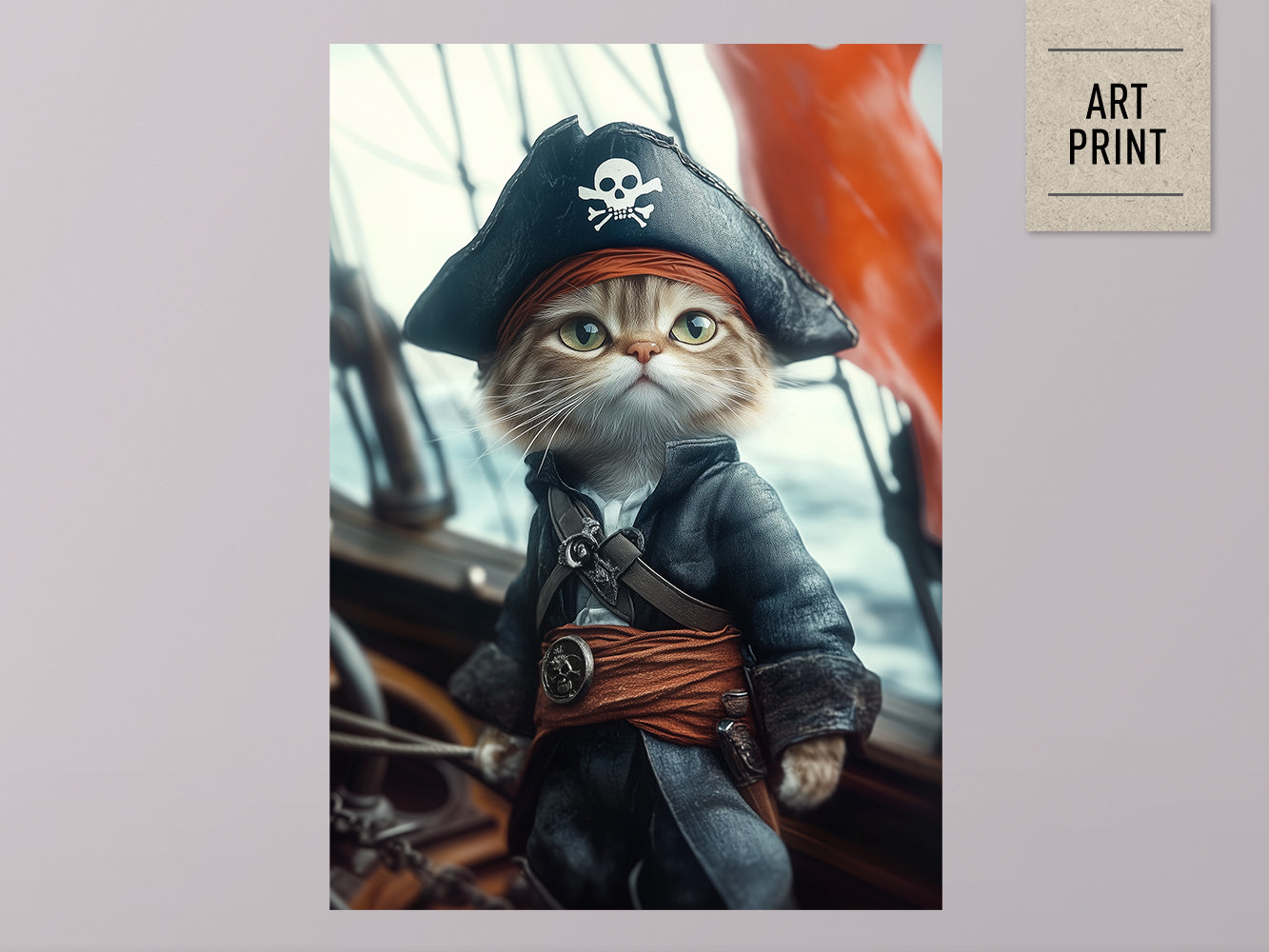 POSTER ›He is a pirate 2‹ / Wanddeko, Art Print, Kinderzimmer Poster, Pirat, Katze, Jack Sparrow (Kopie)
