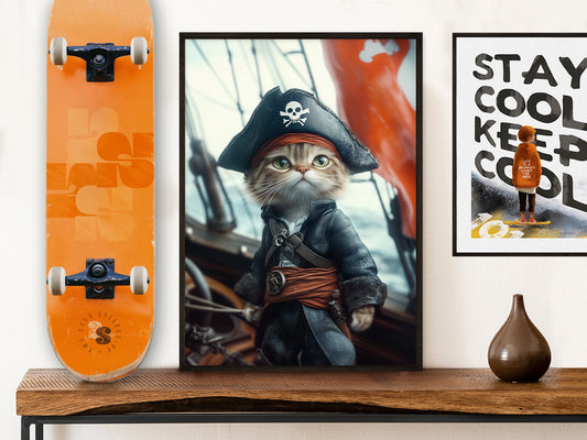 POSTER ›He is a pirate 2‹ / Wanddeko, Art Print, Kinderzimmer Poster, Pirat, Katze, Jack Sparrow (Kopie)