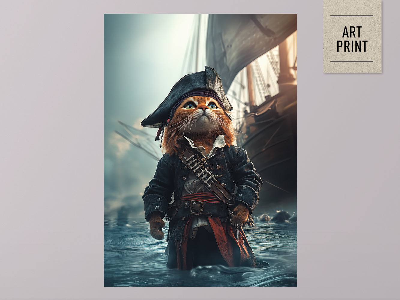 POSTER ›He is a pirate 3‹ / Wanddeko, Art Print, Kinderzimmer Poster, Pirat, Katze, Jack Sparrow