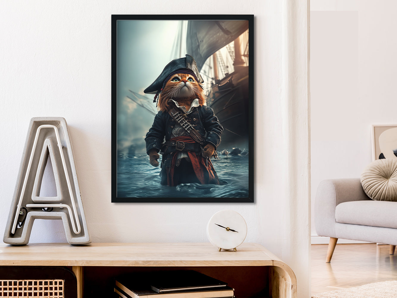 POSTER ›He is a pirate 3‹ / Wanddeko, Art Print, Kinderzimmer Poster, Pirat, Katze, Jack Sparrow