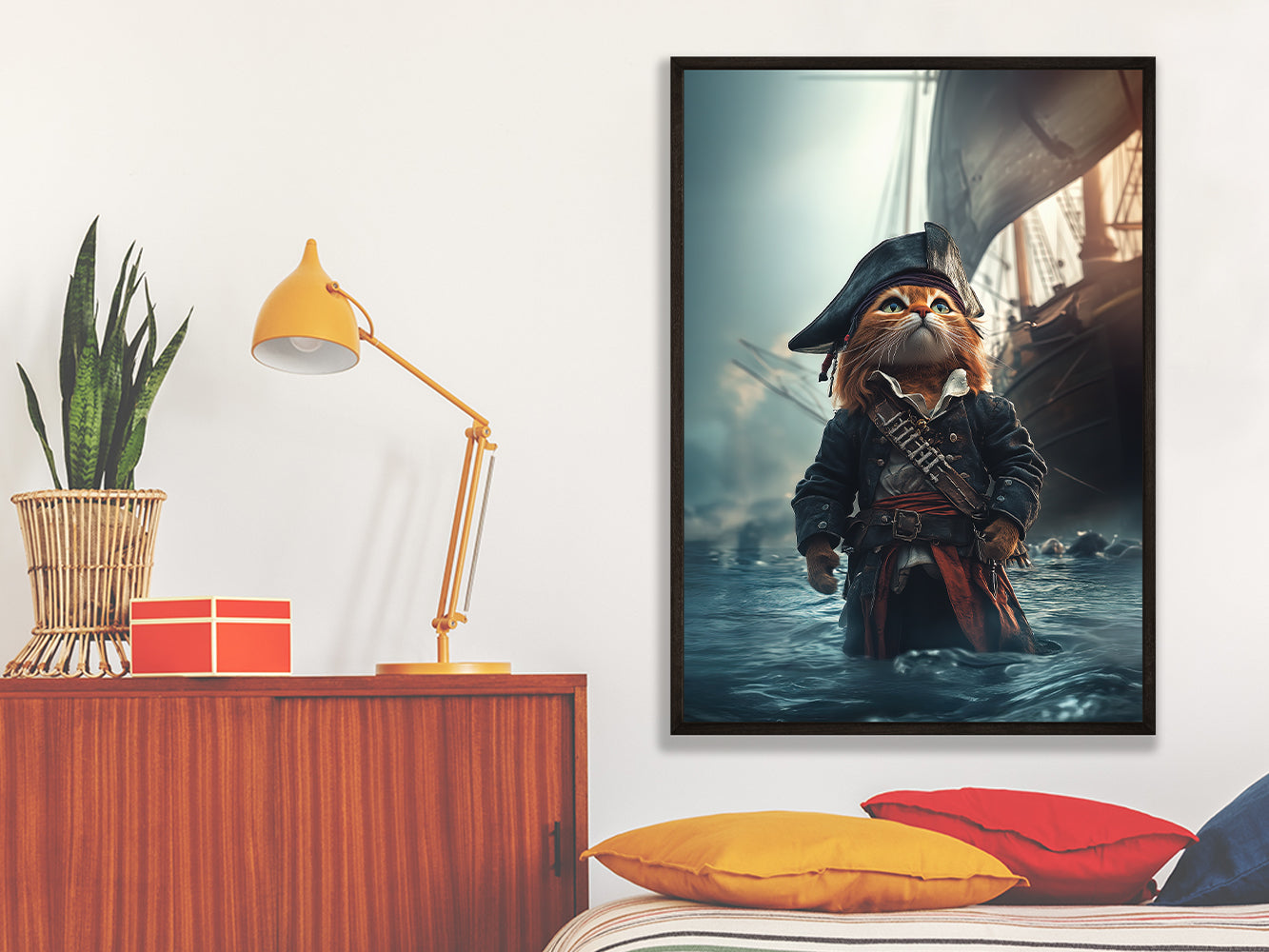 POSTER ›He is a pirate 3‹ / Wanddeko, Art Print, Kinderzimmer Poster, Pirat, Katze, Jack Sparrow