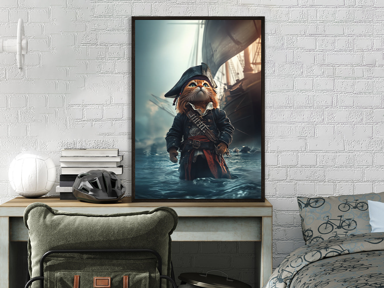 POSTER ›He is a pirate 3‹ / Wanddeko, Art Print, Kinderzimmer Poster, Pirat, Katze, Jack Sparrow